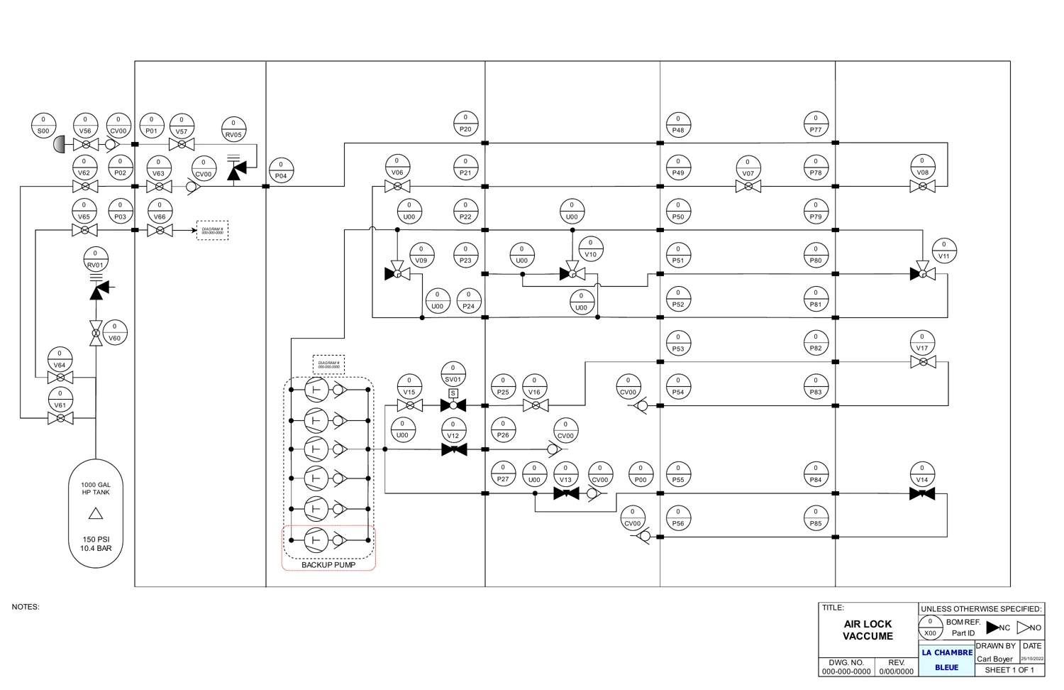 Airlock vacuum-system schematic.
