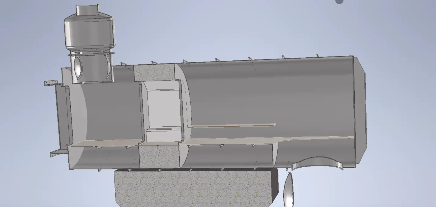 Model section showing the transfer bell above its docking connection to the habitat.
