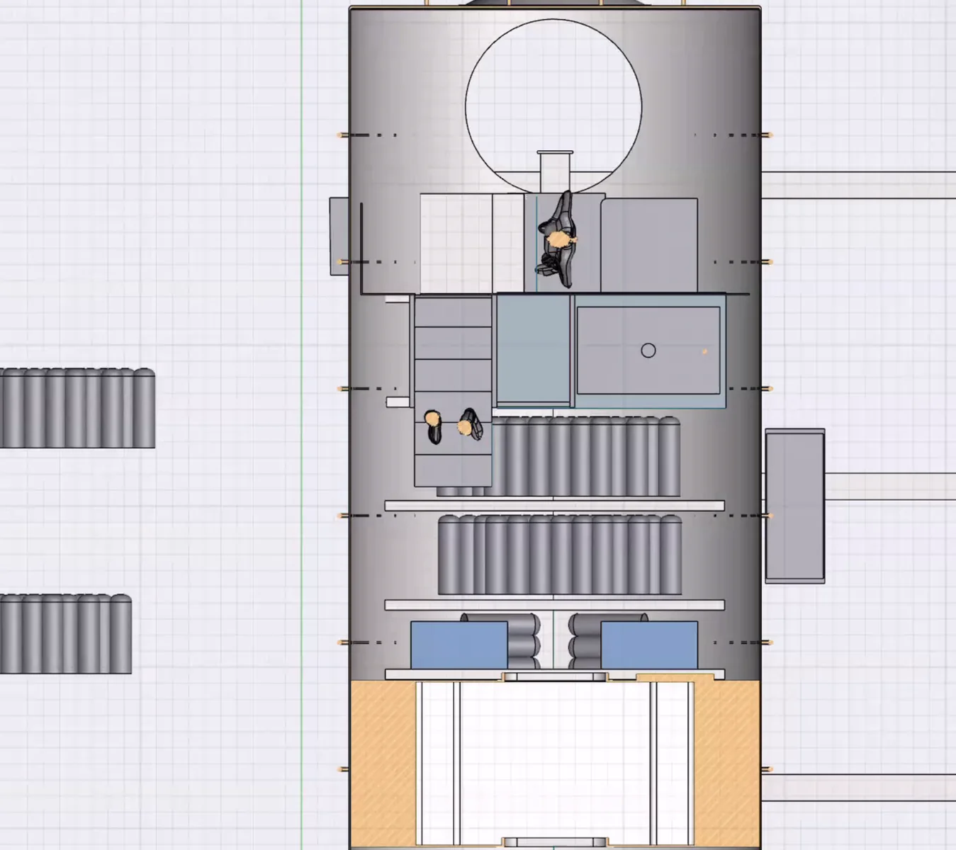 Plan view showing the dive-centre access sequence and airlock.