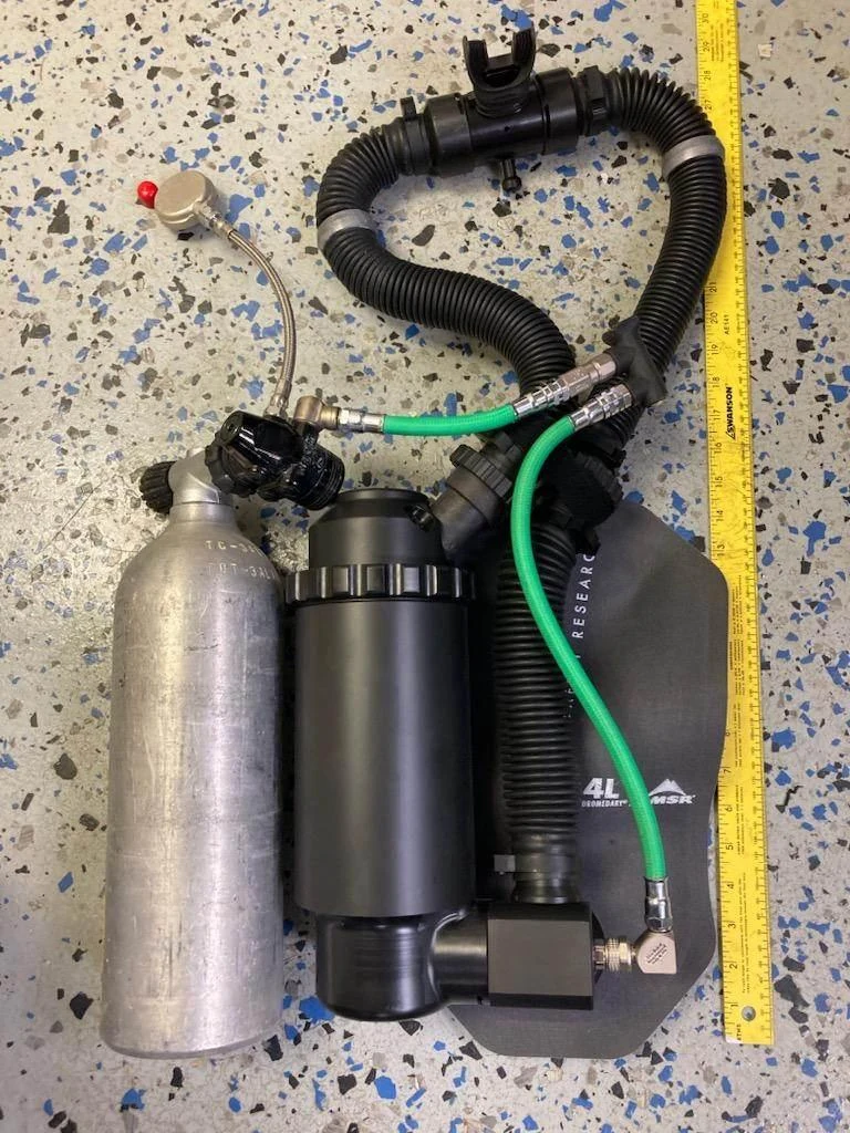 Photograph of the emergency breathing apparatus mock-up.