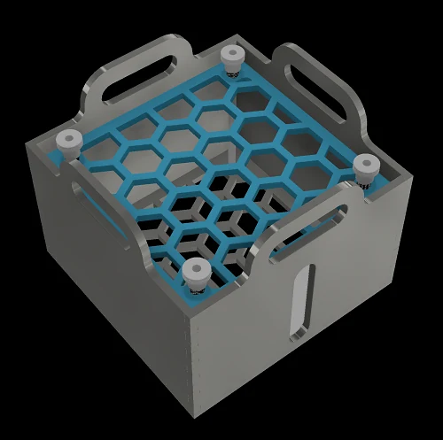 Assembled model of the scrubber prototype and its housing.